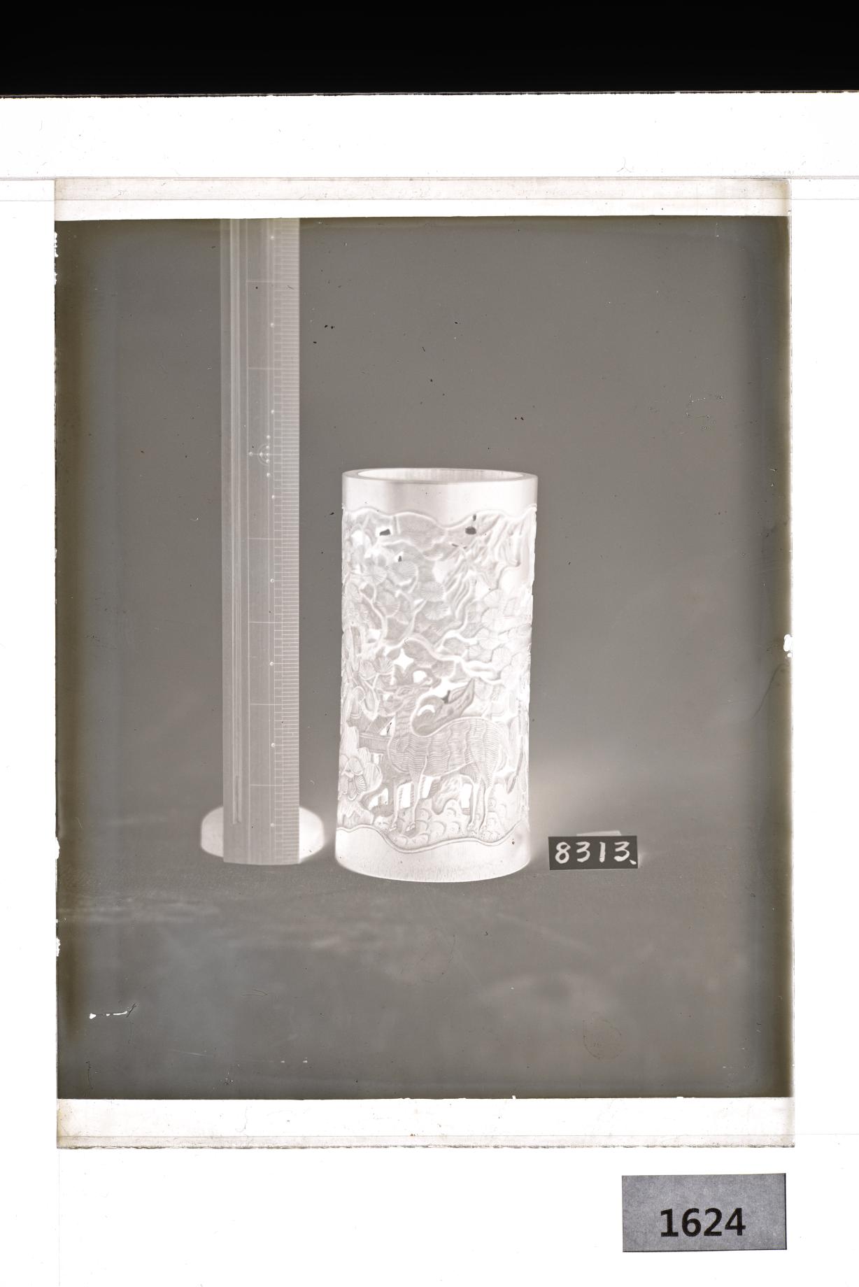 목제투각십장생문필통 유리건판