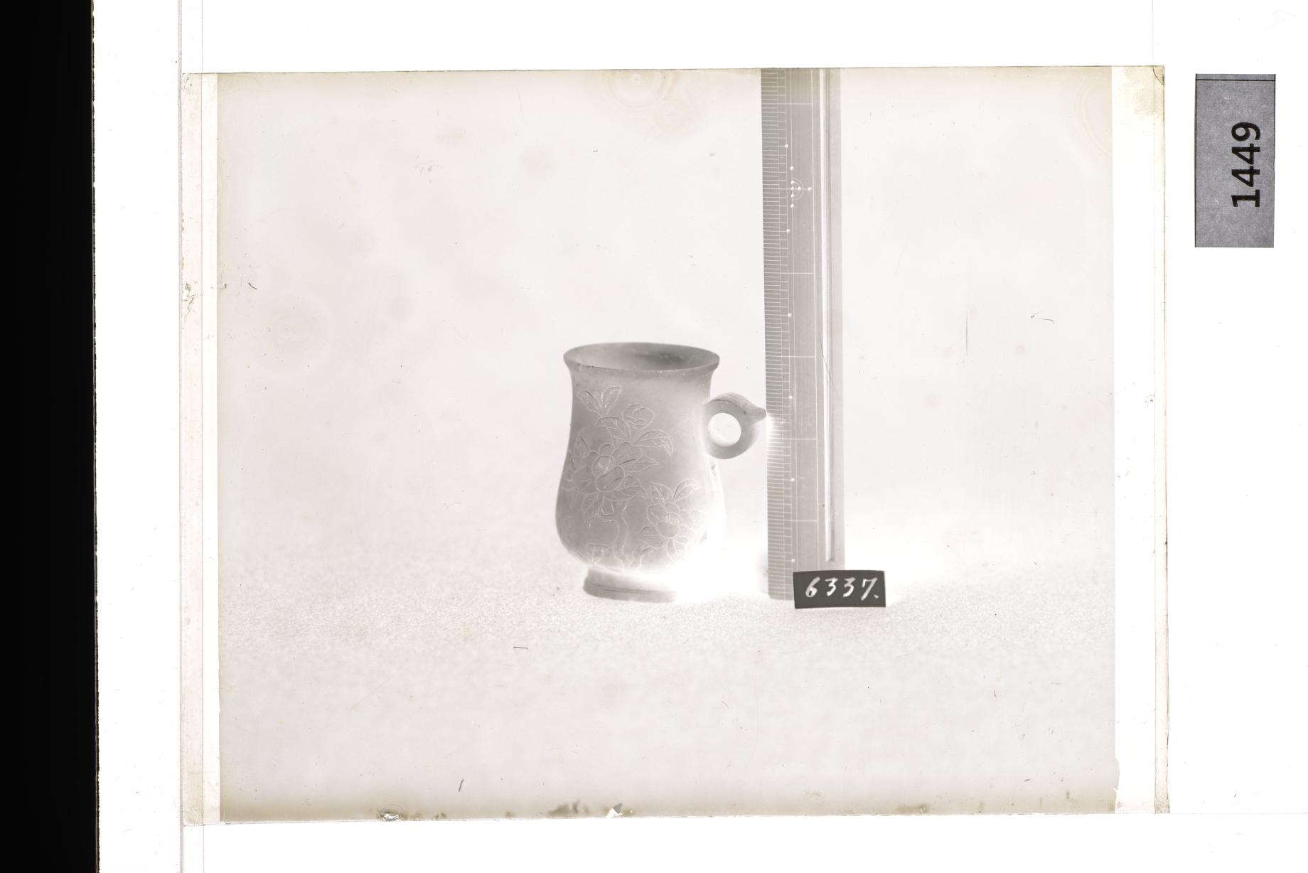 옥제음각화문배 유리건판