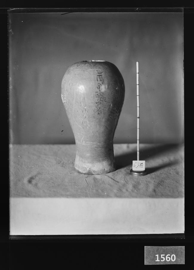 청자상감포류문을유사온서명매병 유리건판