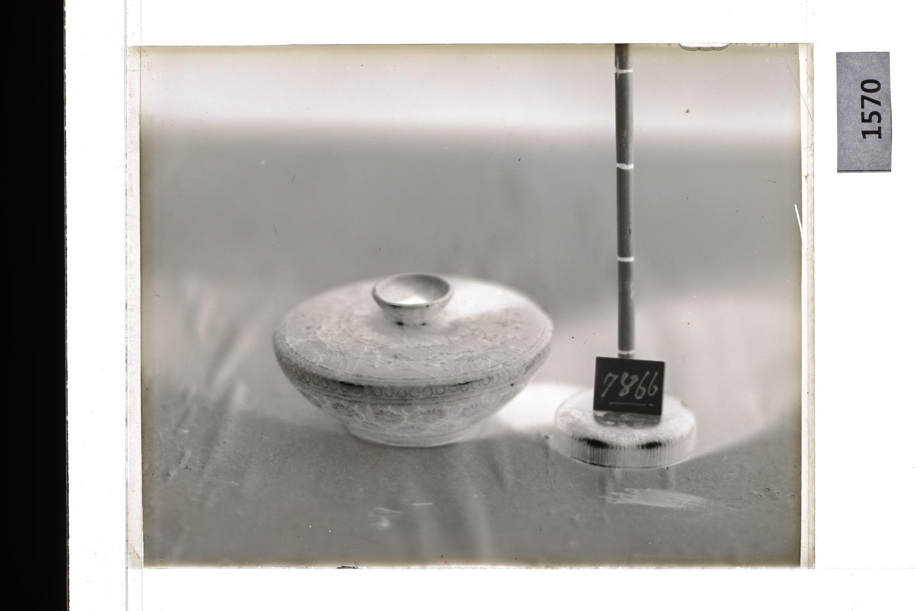 청자상감운학국당초문유병 유리건판