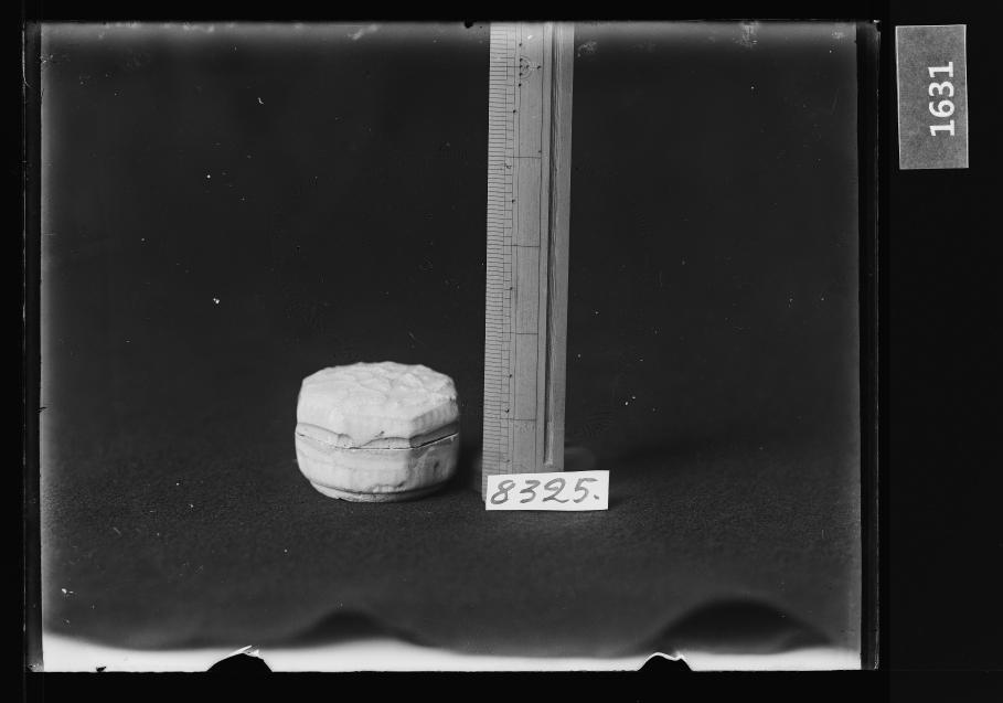 백자양각화문합 유리건판