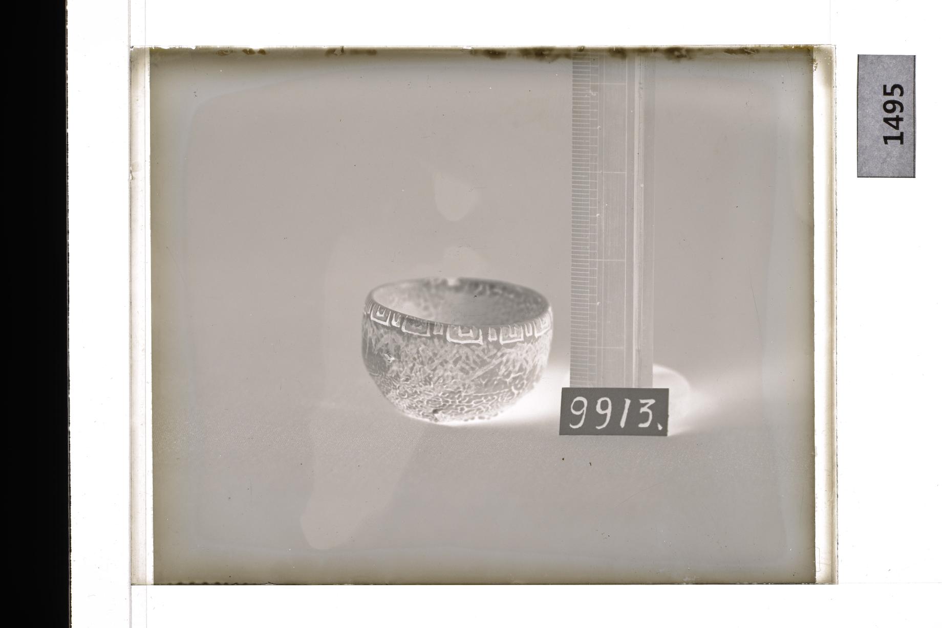 백자다채죽문잔 유리건판