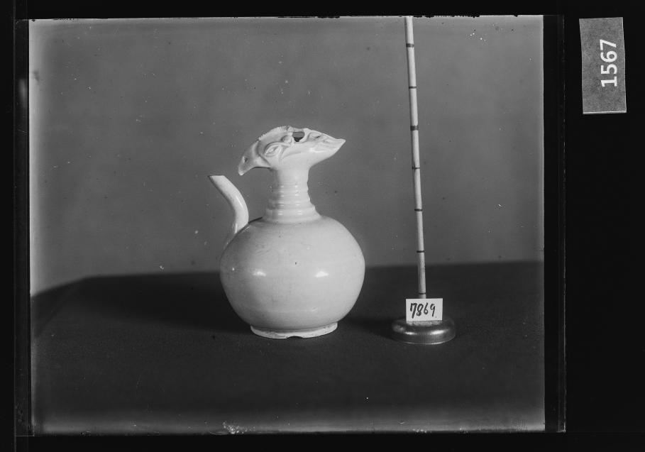 백자봉두장식주자 유리건판