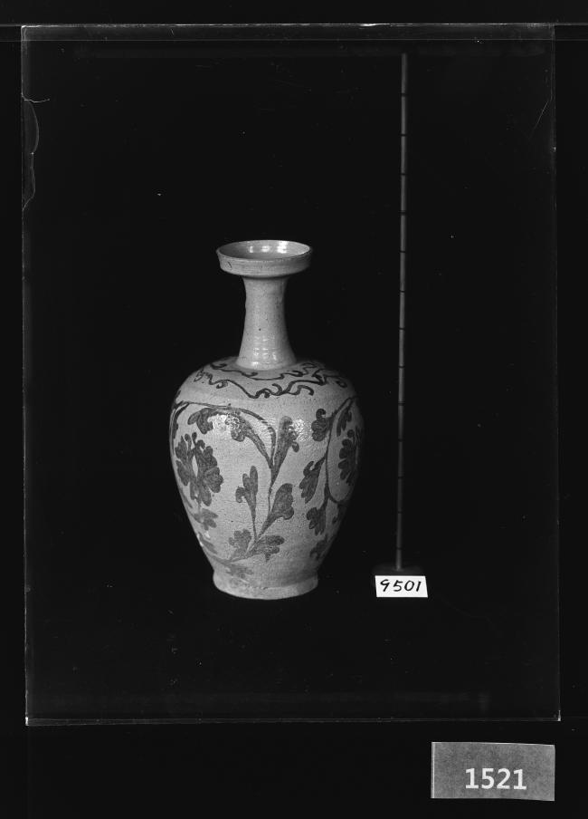 청자철화모란당초문반구병 유리건판