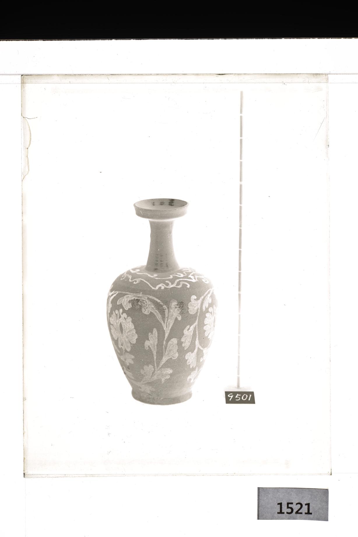 청자철화모란당초문반구병 유리건판