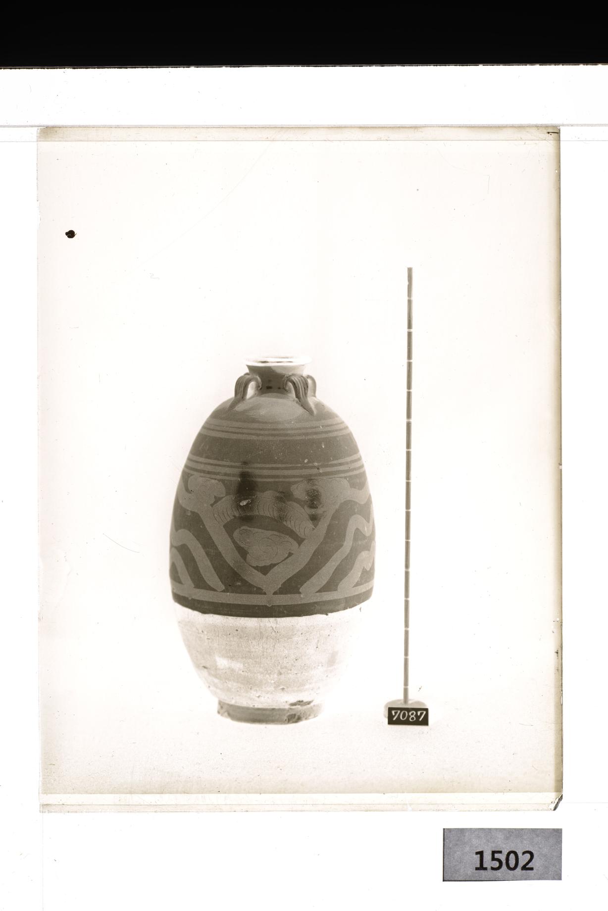 백지흑화운룡문병 유리건판